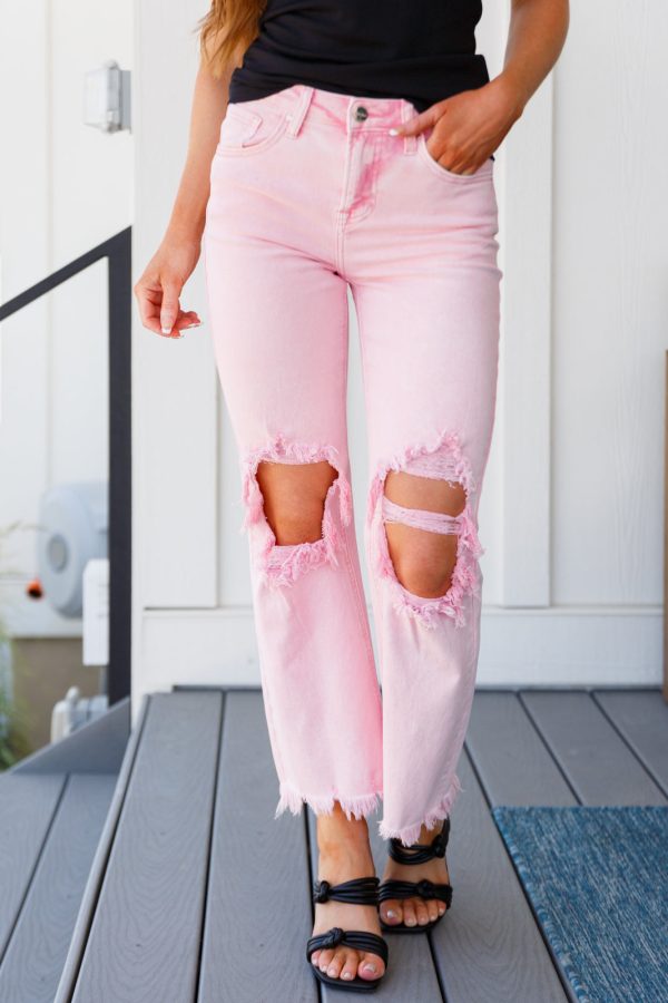 Gyzyem Straight Jeans in Pink